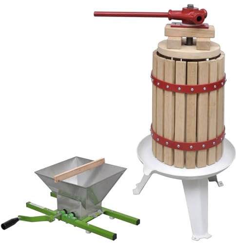 ZEYUAN 2-TLG. Obst- & Weinpresse und Mühle-Set, Saftpresse, Obstpresse, Obstmühle, Apfelpresse, Hydropresse, Obsthäcksler - 277148