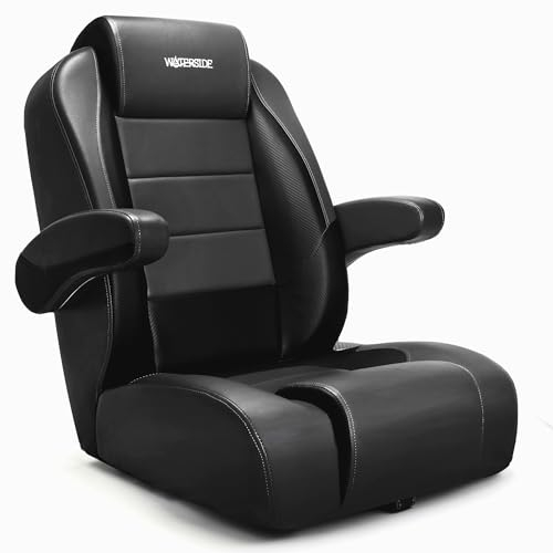 Waterside Captains Bootssitz mit klappbaren Armlehnen - Deluxe Bootsstuhl Steuerstuhl Bootszubehör