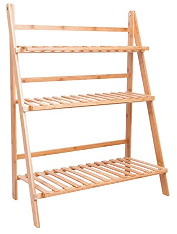 Présentoir à Plantes en Bambou à 3 Niveaux, étagère à Fleurs, escaliers, présentoir de Jardin, Support Pliable pour Pots de Fleurs, étagères pour jardinières, étagère d'angle Multi-Rangement