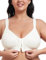 WingsLove Front Fastening Bras for Women Minimizer Wireless Non Padded Full Coverage Back Support Plus Size Bras (Ivory,40D)