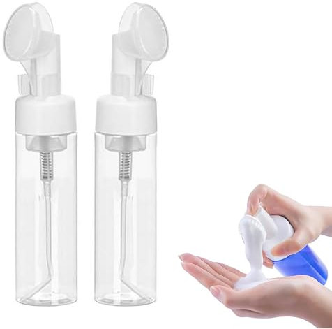 jabón espumoso vacíos, Botella de Espuma limpiadora Facial de con Cepillo para jabón de Manos, champú, Gel de Ducha, Verde Transparente