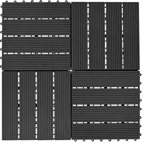 Sufrk - Azulejos para terraza (11 unidades, 30 x 30 cm, 1 m²), color negro, rejilla exterior, losa de terraza exterior