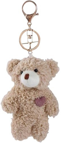 Calkkrer Süßer Plüsch Schlüsselanhänger, Brauner Bär Taschenanhänger, Kuscheltier Schlüsselanhänger, Auto Schlüsselanhänger, Teddy Bär Anhänger für Kinder Damen