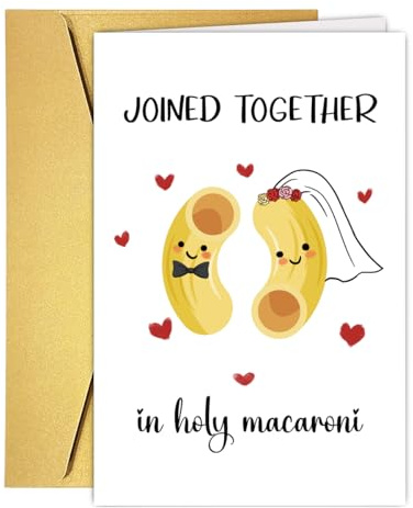 Qamza Cute Macaroni Pun Engagement Card for Couple Partner, Funny Wedding Card Marriage Gift for Bride Groom Newlyweds, Bridal Shower Gift for Him Her