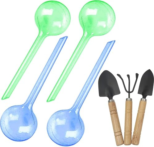 BEOIUCZZY Lot de 4 boules d'irrigation pour plantes, grandes plantes, 26 x 8 cm, boules d'irrigation, boules d'irrigation, pour l'intérieur et l'extérieur, vert + bleu