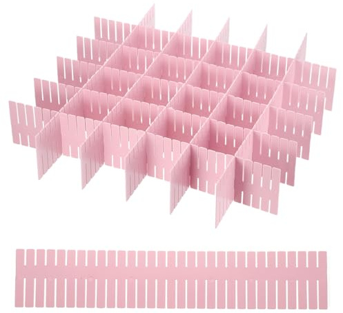 sourcing map 60 divisori per cassetti, separatori regolabili in plastica, per biancheria intima, trucco, sciarpe, calzini, colore rosa (taglio libero)