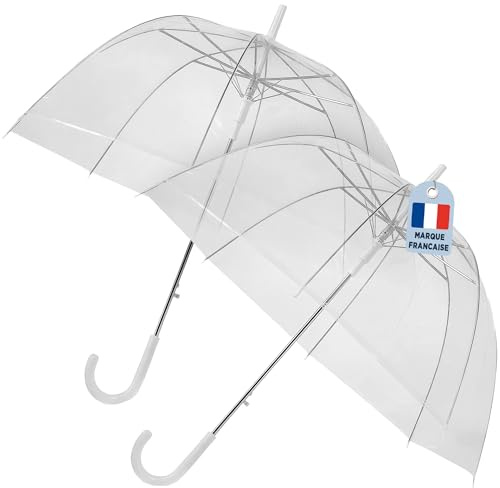 O³ Parapluie Transparent Cloche-2 Unités-Parapluie Resistant au Vent-Grand Paraluie Idéal pour de Jolies Photos de Mariage-Léger et Facile d'utilisation