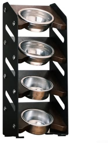BEAZOOM Estante de almacenamiento para filtro de café espresso para portafiltros de 51 mm, 53 mm y 58 mm, soporte de exhibición ABS negro, organizador compacto de barra de café