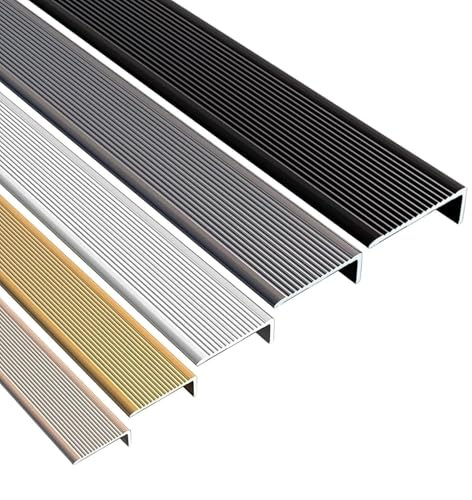 Trappkantprofil, trappkantprofil för utomhusträdgård, halkfri remsa, aluminiumtröskelstång, L-formad hörnskyddsprofil - svart | 7 x 3