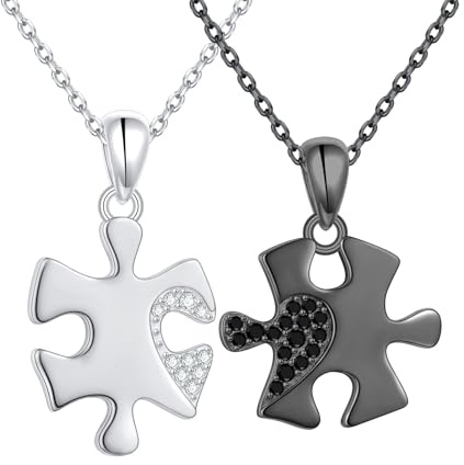 HOOHWE Collana a forma di cuore per coppie, in argento Sterling 925, coppia di catenine per partner, regalo di San Valentino, per uomo e donna