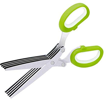 RASTKY Forbici per Erbe a 5 Lame con Spazzola di Copertura Pelafoglie Forbici da Multiuso per Tritare e Tritare Facilmente le Erbe Gadget da in Acciaio Inossidabile per Cuochi Domestici (Come