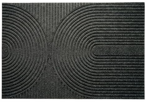 Floordirekt Felpudo antisuciedad Circa – Felpudo antideslizante con innovadora tecnología TPE en la parte trasera – Ideal para entradas, pasillos y puertas de entrada – Antracita Ondas – 40 x 60 cm