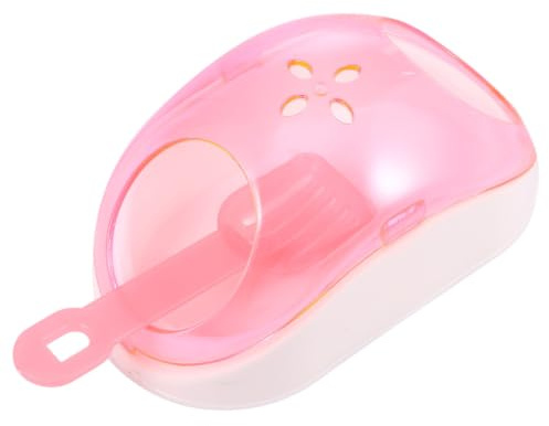 CAXUSD Small Pet Hamster Sand Bath House with Scoop Pink Plastic Chinchilla Sand Bathroom Container Suitable for Bathing and Digging Activities Random Random Color