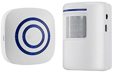 Motion Sensor Door Chime for Business, Outdoor Doorbell Kit Wireless Driveway Alert: Infrared Motion Sensor Chime with 1 Plug-in Receiver and 1 PIR Motion Sensor Detector Alert - LED Indicators