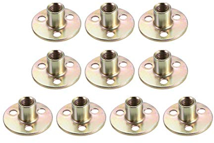 sourcing map 10Stk M10x37x2,5mm Brad Bohrung T Mutter Kohlenstoffstahl T Muttern Möbelbeschläge Flanscheinsatz Innengewinde