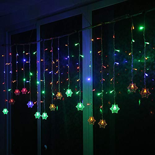 Klighten Cortina de Luces LED Decoración, 3.5 * 0.65M 96 LEDs Cortinas de Luz Impermeable, 8 Modos de Luz Perfecto Fiestas, Bodas, Casa, Jardín, Decoración Navidad, RGB