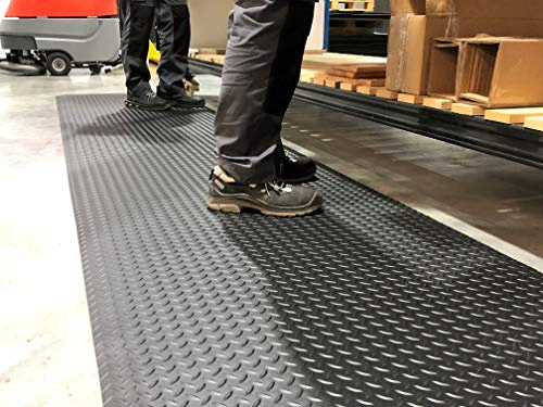 DUPLEX Pro | PROFI Anti-Ermüdungsmatte 2-lagig | verschleißfeste Oberfläche | besonders ergonomisch + trittsicher | Rautenprofil | 14mm hoch (90cm x 200cm, schwarz)