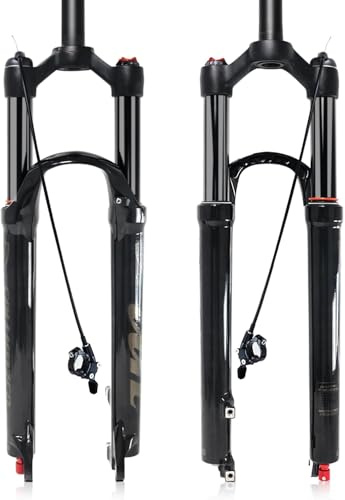 splumzer MTB Horquilla 26 27.5 29 Pulgadas MTB Suspensión Horquilla Viaje 120 mm, 1-1/8 Tubo Recto/Tubo cónico Horquillas de Bicicleta de montaña (Bloqueo Remoto Recto, 26 Pulgadas)