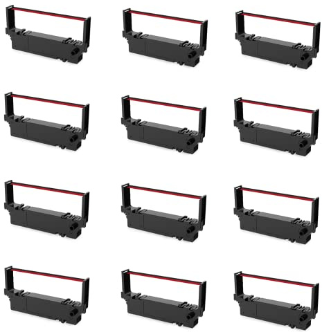 OLDBRO Lot de 12 rubans encreurs compatibles SP700 3157BR 30980721 de rechange pour Star SP-700BR, RC-700BR, SP-712, SP-712R, SP-742, SP-742R (noir et rouge)