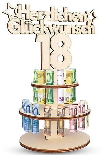 TAKUZA Geldgeschenke Geburtstag 18 Holz, Geldgeschenke+Geburtstag+18, 18. Geburtstag Geschenk, Originelle Geldgeschenke, Geburtstag AUD Jubiläum Geschenke für Männer, Frau