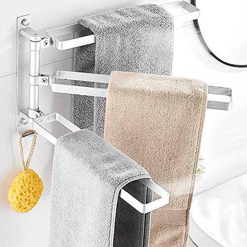 NATWEE Porte-Serviettes télescopique pivotant 3 Bras Effet Aluminium Porte-Serviettes, Mur Noir Salle de Bain Cuisine Porte-Serviettes/Sier It's So Kind of You