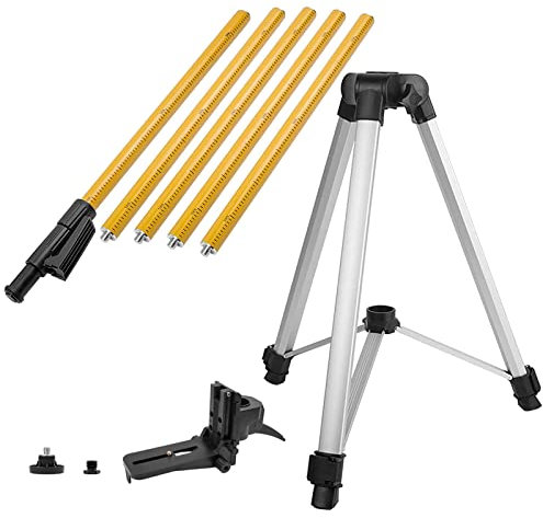 Poste de Nivel láser Profesional, Poste láser telescópico Ajustable con trípode y Soporte láser de 1/4 Pulgadas por 20 Pulgadas para láseres rotativos y de línea, para láser rotativo y láser de l