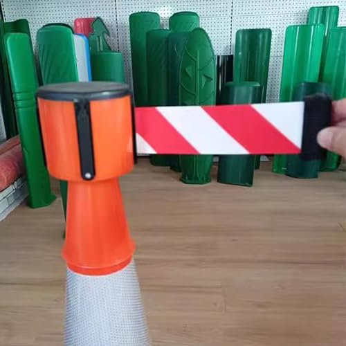 Tavkomco Cone-Mounted Retractable Belt Barrier, 2/3/5 M Retractable Traffic Cone Topper Tape, for Blocking Traffic and Pedestrian Areas(A,2M(6.6FT))