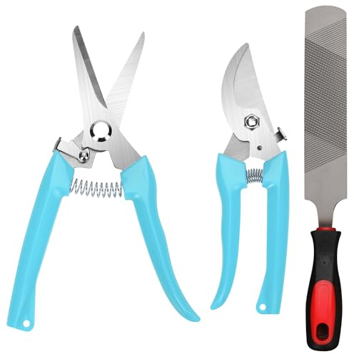 3uds Cortapezuñas para Cabras & Lima para Pezuñas, Cortapezuñas Cortaúñas para Cabras Cabeza Curva/Recta Escofina para Pezuñas para Pezuñas de Animales Cabra Oveja Cordero Cerdo (Azul)