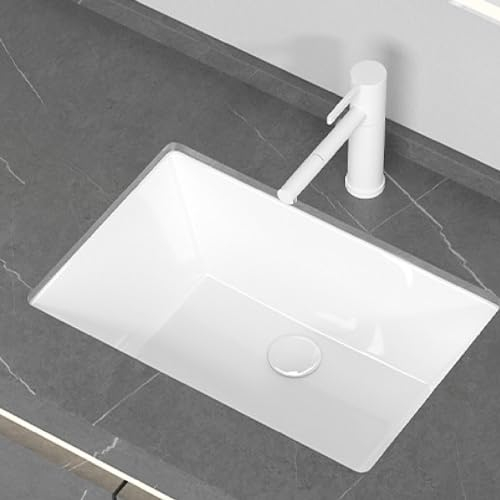 WYRMB Badezimmer-Waschbecken, Keramikwaschbecken, quadratisches Unterbauwaschbecken, eingebettetes Waschbecken für Balkon, Haus, Garten, Bars, Toilette, Hotel, Wohnmobil (weiß, 53 x