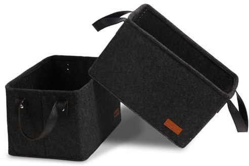 Unictop Filz Aufbewahrungsbox,Filz Aufbewahrungskorb mit zwei Griff,Faltbar, Handtücher,für Kleidung, Handtücher, Accessoires und Kinderspielzeug aufzubewahren