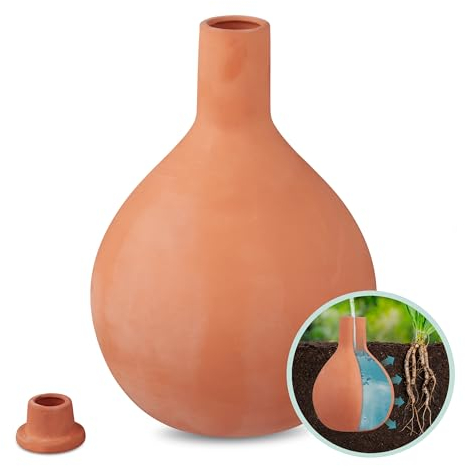 Relaxdays Sfera Irrigazione a Goccia, Olla in Ceramica per Annaffiare, Vaso Irrigatore Automatico Acqua 3,5L, Terracotta