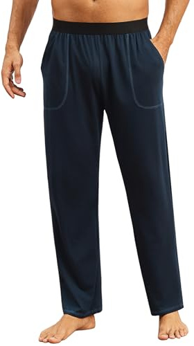 Crewhpo Pantalon de Pyjama Homme Long Uni Taille Élastique Confortable