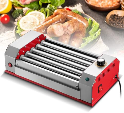 WOTZOV Máquina eléctrica para Hacer Perritos Calientes, Parrilla multifunción para Bares, Fiestas y el hogar. Control de Temperatura, fácil de Usar.,4 Tubos