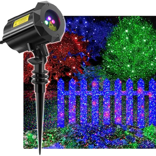 Poeland Luci da giardino Stella Natale Proiettore Moving Firefly Illuminazione LED Colore Blu Verde Rosso