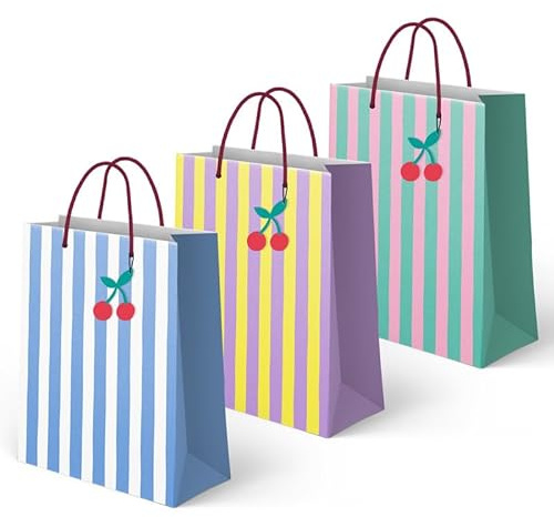 OH YEAH - 3 Bolsas de Regalo Medianas de Rayas - 26 x 10 x 32 cm - Bolsas para Regalos Temáticos - Cumpleaños, Aniversarios y Detalles Especiales - Detalles Personalizados - REGALO ÚNICO