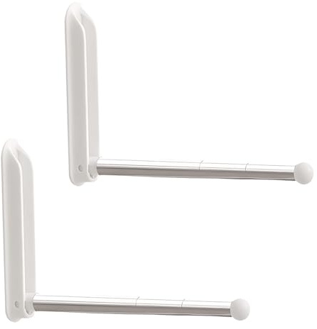 ZSUIQIN 2 Stück Selbstklebender Wandhaken, Bügelhalter Klappbar, Klapphaken - Metall/Kunststoff, Weiß Geeignet für die Aufbewahrung von Kleiderbügeln oder zum Aufhängen kleiner, leichter Gegenstände