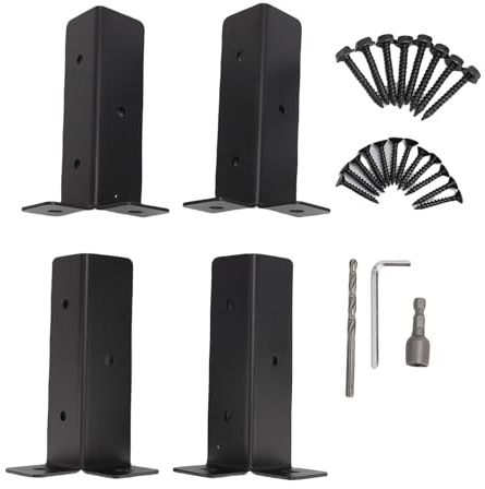 Cryfokt Kit di Staffe di Ancoraggio per Post 4 Pz, Staffe di Base di Ancoraggio Regolabile in Lega di Alluminio, 2,7mm di Spessore di Metallo Pergola Mailin Cassetta di Riparazione