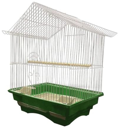 Portable Parrot Bird Cage with Top Hook & Electroplating Finish, Iron Bird Villa for Small Birds – 3 Colors Available (White)