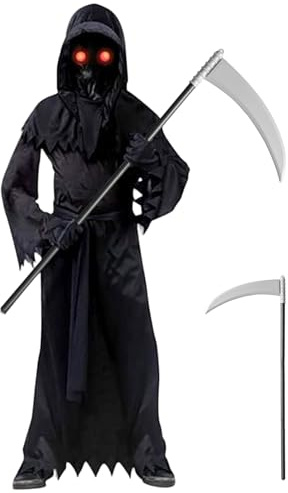 Whyzsjnclg Costume de Faucheuse, Faucheuse, Costume Long 39, Armes Jouets en Plastique Légères Amovibles pour Accessoires d'halloween, Déguisement de Fête Cosplay, Faux