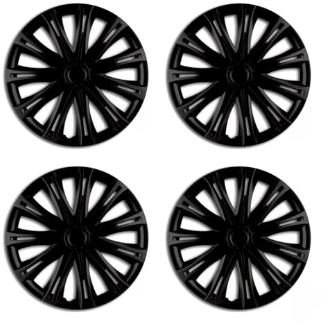 Shield Autocare Car Wheel Trims | Set of 4 Hub Caps Universal Fit Cover Protectors (Spark, Black, 17 Inch)