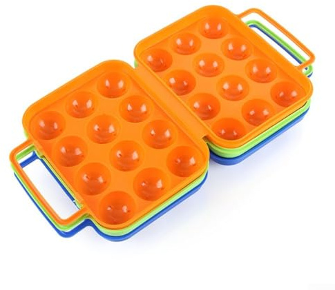 Jonikuper Boîte à œufs portable en plastique à 12 cavités avec couvercle, boîte de rangement empilable de qualité alimentaire pour réfrigérateur, camping, pique-nique et activités de plein air (orange