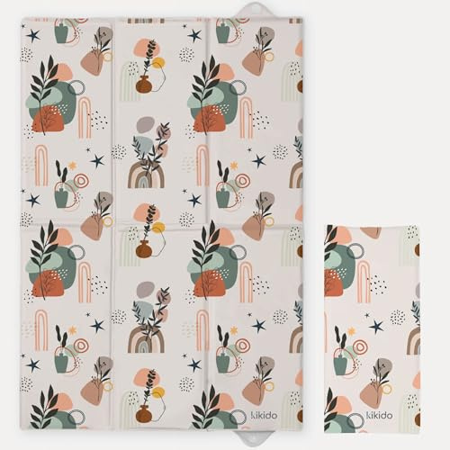 Kikido Portabel Skötdyna 40x60 cm - Natur - Vikbar, Kompakt & Vattentät Skötbädd för Bebis, Perfekt för Resa och Blöjbyte - 60x40