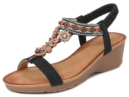 Sandales Femme Sandales Compensées Femme Petit Talon Sandale Doree Espadrilles Compensees Noire Chaussures Ete Chic Confort Plage Chaussure Compensée Sandalette Pieds Larges Leopard Noires Classique