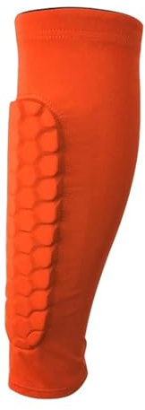 Espinillera 1 espinillera de fútbol for Adultos, Funda compresión for Pantorrilla con Almohadilla Panal, Soporte for espinilla béisbol(1 PC Orange,M)