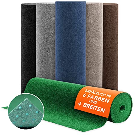Floordirekt Rasenteppich Farbwunder Pro - Balkonteppich - Kunstrasen Teppich für Terrasse, Balkon und Freizeit - Erhältlich in 6 Farben (200 x 400 cm, Grau)