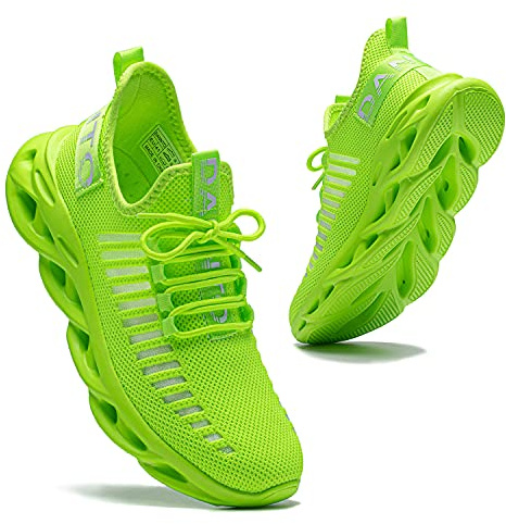 Dannto Chaussures de Sport Running Basket Homme Femme Chaussures de Course Fitness Tennis Gym Respirantes Sneakers Casual Multicolore Légères(Vert Fluorescent,43)