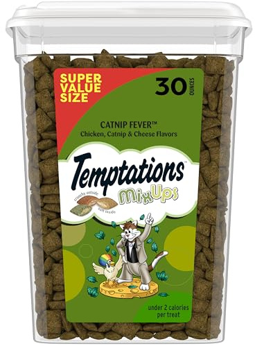Temptations Cat Treats, Classic Crunchy and Soft Cat Treats, Catnip Fever Flavor, Catnip Treats, 30 oz. Tub