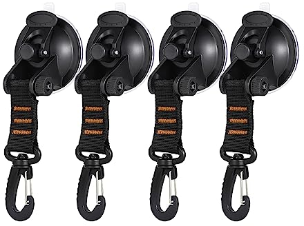 JNNJ 4 Piezas Anclaje De Ventosa, Fijación con Ventosaventosa, Anclaje de Ventosa Toldo Lateral Coche Fuertes Ganchos de Succión, Multifunzione para Coche Carpas con Toldo Lateral(Naranja)