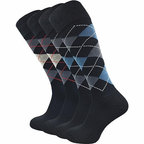 GAWILO 4 pares de calcetines de equitación para hombre y mujer, suela de felpa, sin costuras apretadas, Cuadros negros +, 35-38