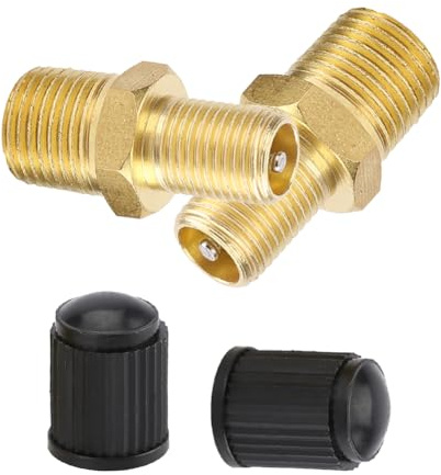 Glomora 2Pcs Brass Schrader Valve, NPT Tank Valves for Air Compressor - High Strength, Easy Installation, Reliable Seal